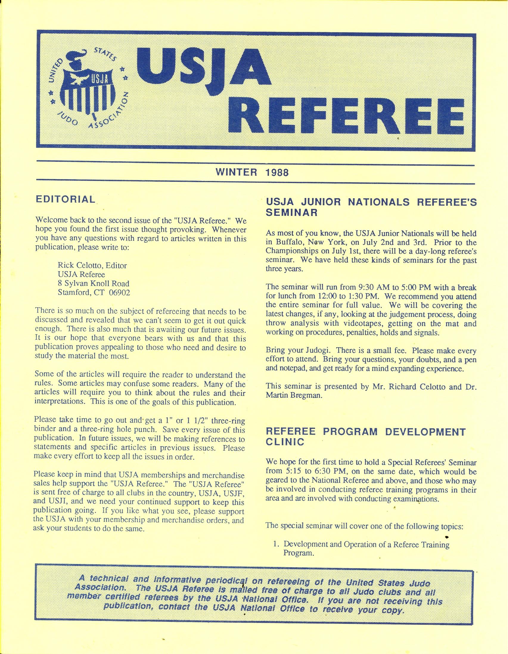 Winter 1988 USJA Referee
